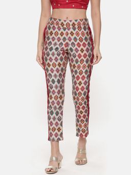 ASMI By Mayank Modi - Multicolor Silk Chanderi Printed Pants