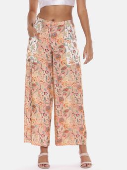 ASMI By Mayank Modi - Multicolor Muslin Printed Aqua Ivory Palazzo