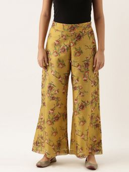 ASMI By Mayank Modi - Chanderi Mustard Yellow Printed Palazzo