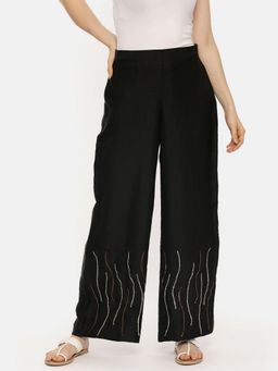 ASMI By Mayank Modi - Silk Black Sequin Palazzo