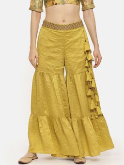 ASMI By Mayank Modi - Mustard Silk Layered Palazo