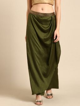 ASMI By Mayank Modi - Mehndi Green Crsuh Silk Palazzo