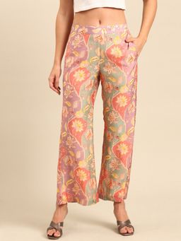 ASMI By Mayank Modi - Peach Muslin Print Pants