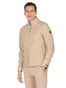 Arrow - Sports Men Beige & Brown Stand Collar Reversible Jackets