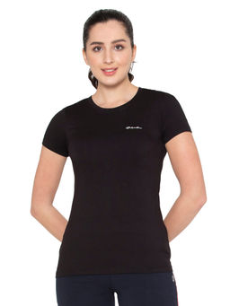 Bodycare - Women Round neck Half Sleeve Cotton T-shirt in Black colour - 1pcs - TS21-BLK
