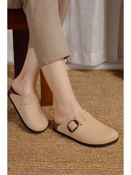 LYDC LONDON - Women Beige Pu Slip On Mules