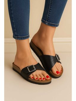 LYDC LONDON - Women Black Pu Slip On Sandals