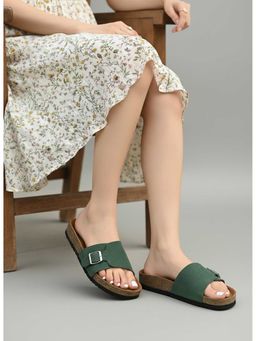 LYDC LONDON - Women Olive Pu Slip On Sandals