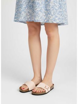 LYDC LONDON - Women Cream Pu Slip On Sandals
