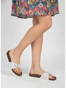 LYDC LONDON - Women White Pu Slip On Sandals