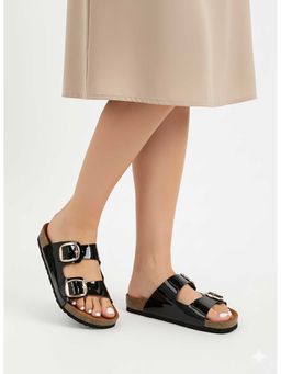 LYDC LONDON - Women Black Pu Slip On Sandals