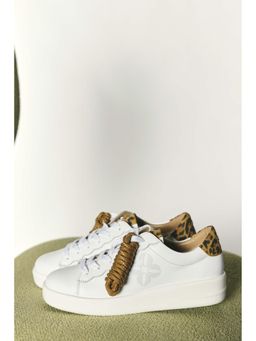 Oroh - Women White Leather Lace-Ups Sneakers