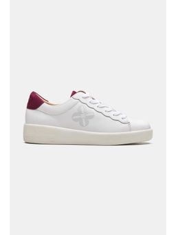 Oroh - Women White Leather Lace-Ups Sneakers