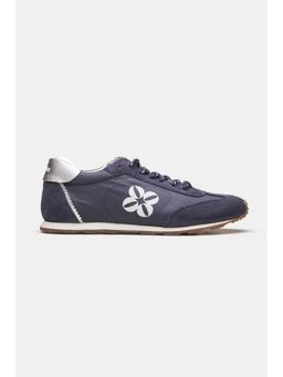 Oroh - Women Blue Leather Lace-Ups Sneakers