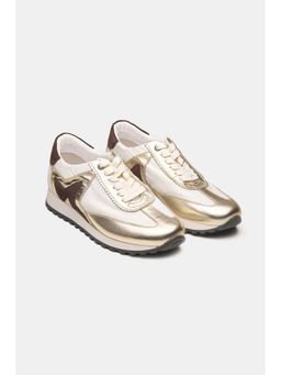 Oroh - Women Gold Leather Lace-Ups 1 Pair Sneakers