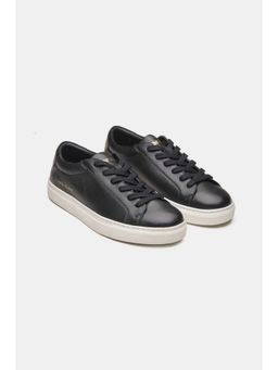 Oroh - Women Black Leather Lace-Ups Sneakers