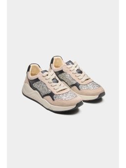 Oroh - Women Nude Leather Lace-Ups Sneakers