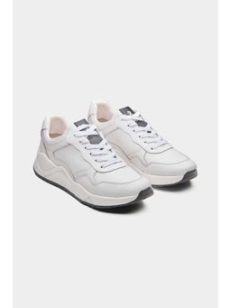 Oroh - Women White Leather Lace-Ups Sneakers