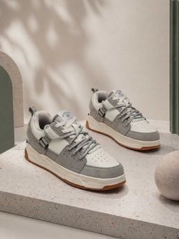 WROGN - Men Grey Polyurethane (PU) Lace-Ups Sneakers