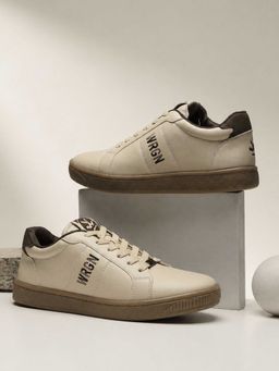 WROGN - Men Beige Polyurethane (PU) Lace-Ups Sneakers