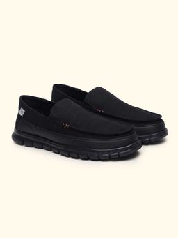 Yoho - Men Black Canvas Slip On Loafers