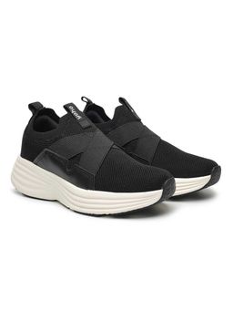 Yoho - Women Black Knitted Slip On Sneakers