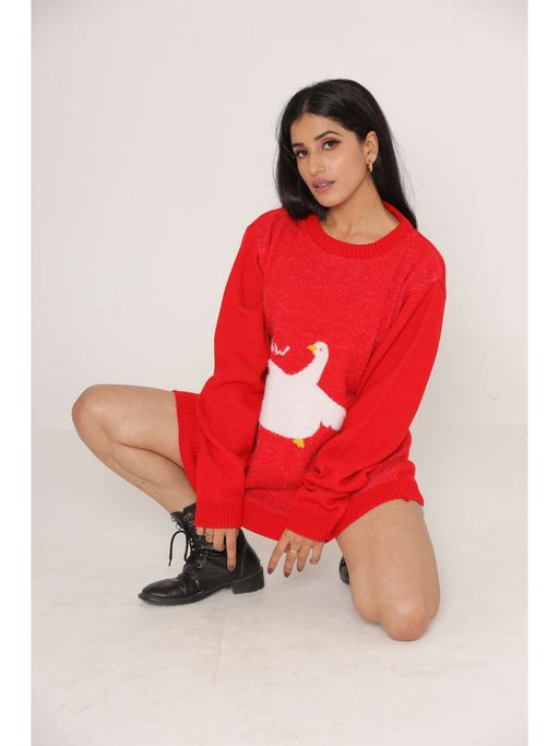 open lace back dress Catch Yourself Red Bubble Sleeve Sweater Dress  Shop the Mint