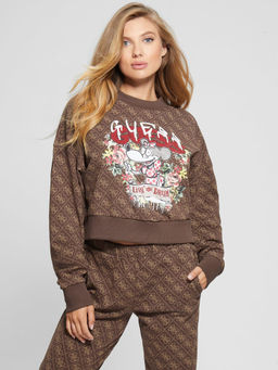 Guess - Brown Quattro G Mouse Graphic Sweatshirt