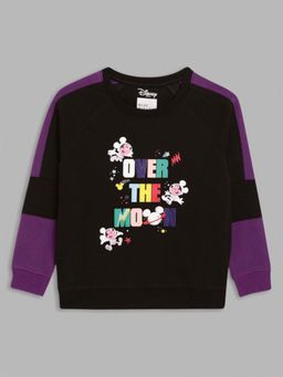 Blue Giraffe - Boys Black Printed Round Neck Full Sleeves Pullover Style Sweatshirt