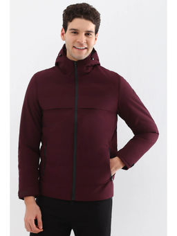 Allen Solly - Men Maroon Solid Full Sleeves Casual Jacket