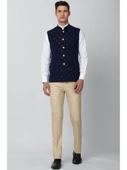 Van Heusen - Men Navy Print Party Nehru Jacket