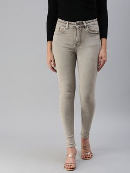 SHOWOFF - Women's Clean Look Brown Skinny Fit Denim Jeans