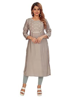 Amchoor - Women Grey Embroidered Kurta