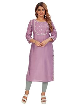 Amchoor - Women Purple Embroidered Kurta