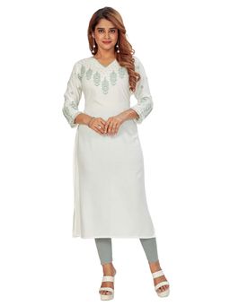 Amchoor - Women Green Embroidered Kurta