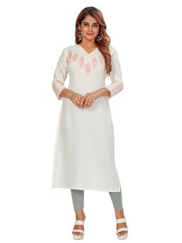 Amchoor - Women Red Embroidered Kurta