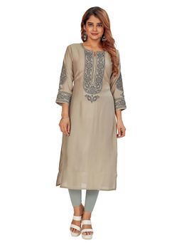 Amchoor - Women Grey Embroidered Kurta