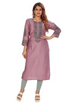 Amchoor - Women Purple Embroidered Kurta
