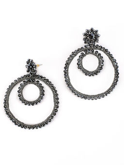 Rhea - Jupiter Moon Black Crystal Hoop Earrings