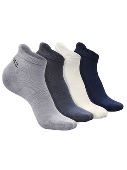 Heelium - Bamboo Ankle Socks-FreeSize UK7-11,4 Pairs,LGrey,DGrey,White,NBlue,Anti dour (Pack of 4)