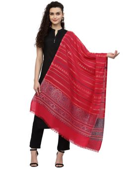 Anekaant - Spatial Magenta & Multi Striped Lurex & Polywool Stole