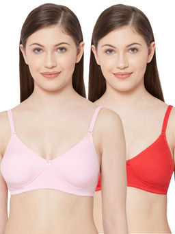 Juliet - Womens Soft Padded Non Wired Bra Combo 1030 Pink Red
