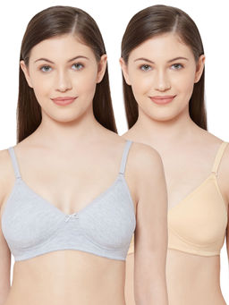 Juliet - Womens Soft Padded Non Wired Bra Combo 1030 Skin Grey
