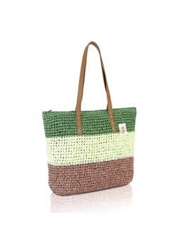 NFI Essentials - Multi-Color Ethnic Knitted Straw Wicker Woven Design Handmade Hobo Beach Handbag