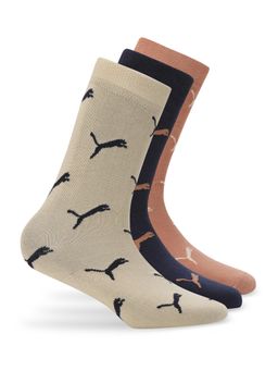 Puma - Logo AOP Crew Unisex Blue Socks (Pack of 3)