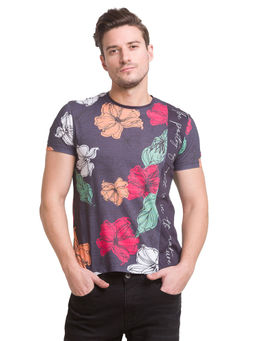 Being Human - Men Floral Charcoal T-Shirt