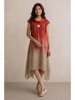 Kaveri - Red Ice Cube Roll Collar Twirl Dress