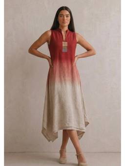 Kaveri - Red Ice Cube High-Neck Twirl Dress