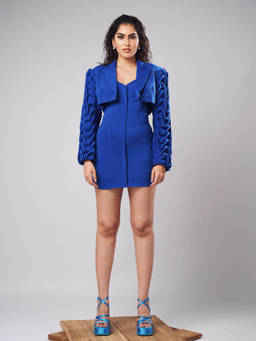 AHI Clothing - Scarlett Cobalt Blue Sculpted Mini Dress
