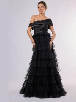 EMBLAZE - Black Ruffle Tulle Gown